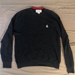 Original Penguin Black Crewneck Sweater with Red Trim
